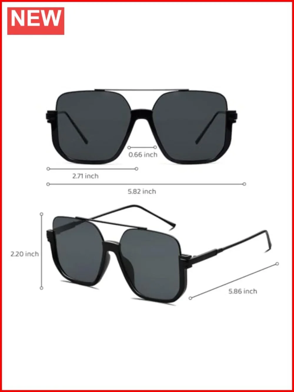Unisex Retro Square Aviator Sunglasses Oversized Tinted Shades UV400